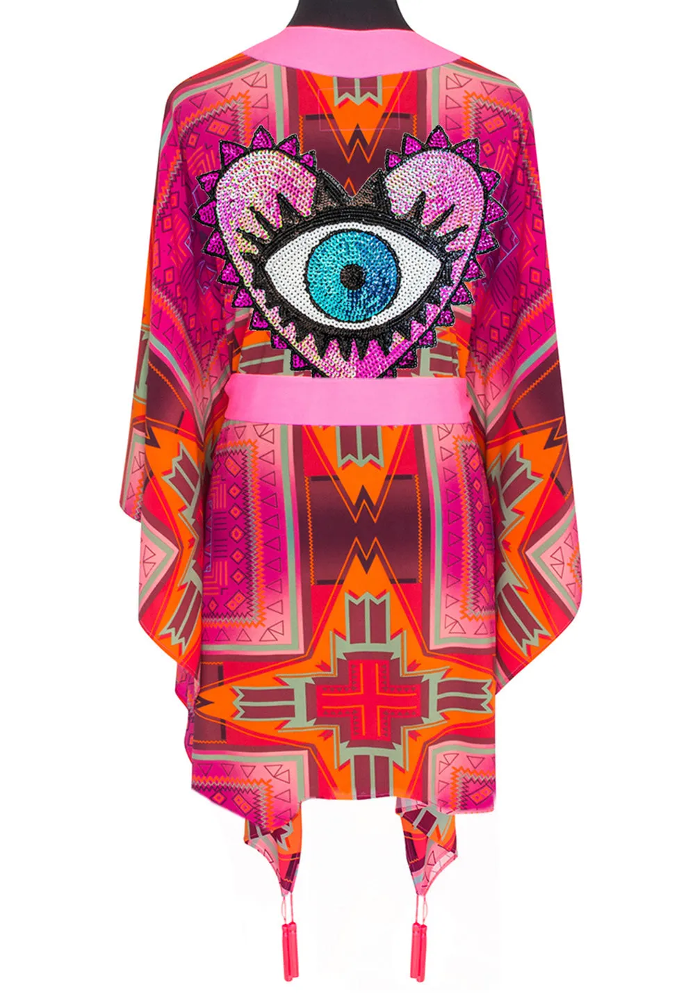 Tribal - Pink Kimono Evil Eye (Neon Pink)