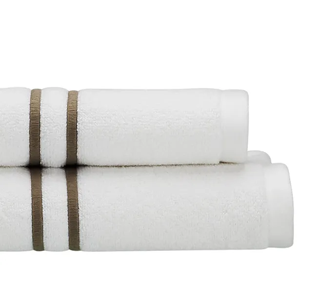 Vida Cord Stitch 650GSM Cotton Bath Towel Range White and Fungi