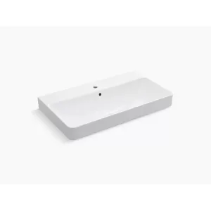 Vox Rectangle 20.5" x 35.44" x 7.69" Vitreous China Vessel Bathroom Sink in White